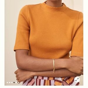 Maeve Mock Neck Ribbed Tee